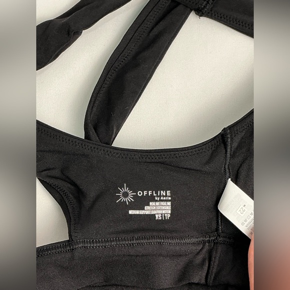 Offline by Aerie Real Me Black Sports Bra Juniors XS New - Picture 4 of 4